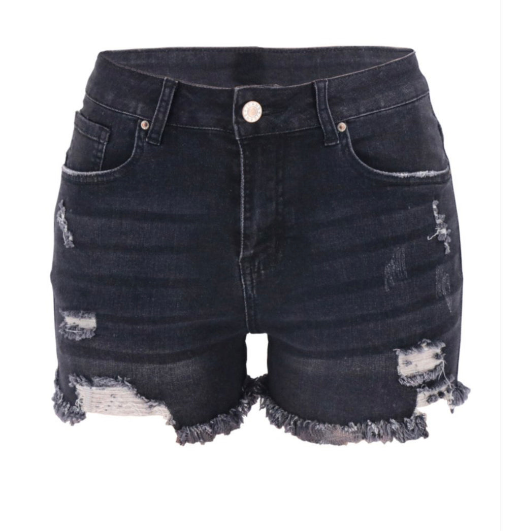 Black Out Denim Shorts